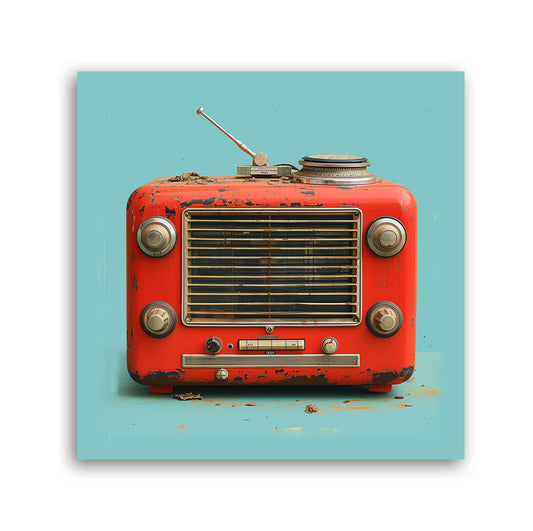 Retro Red Radio. Aluminum Print. Code 0583_772
