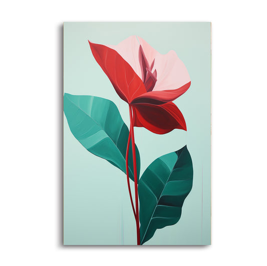 Red Flower On Green. Aluminum Print. Code 7344_942