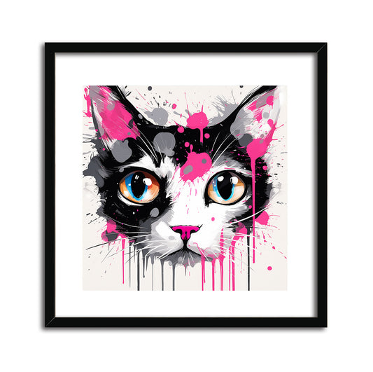 Cool Cat Portrait. Framed Poster. Print with White Borders. Code 8333_591