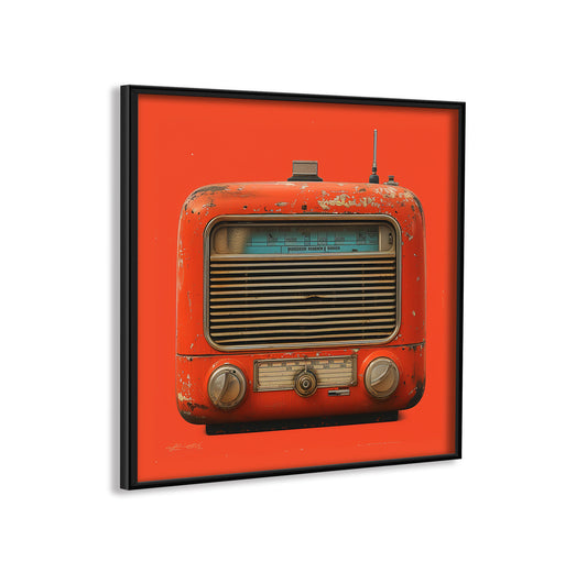 Vintage Red Radio. Framed Poster. Code 5688_500