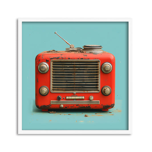 Retro Red Radio. Framed Poster. Code 0583_772